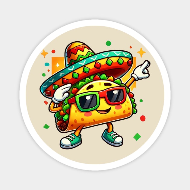 Kids-Dabbing-Taco-Cinco-de-Mayo-Funny-Mexican-Food-Dab-Boys-Kids Magnet by ArtistTee ⭐⭐⭐⭐⭐
